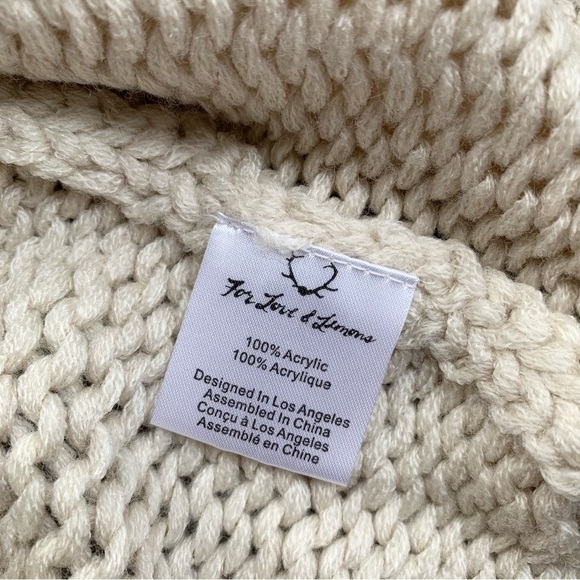 For Love and Lemons Knitz Denver Cardigan Sweater Chunky Knit Fringe Ivory - Picture 13 of 16